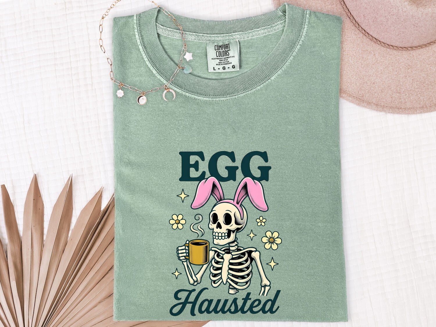 Bone Bunny Ears Shirt Easter Latte Gift Women Rustic Tee Bunny Ears T-Shirt Easter Fan Coffee Graphic Nostalgic Mug Tshirt - Image 3