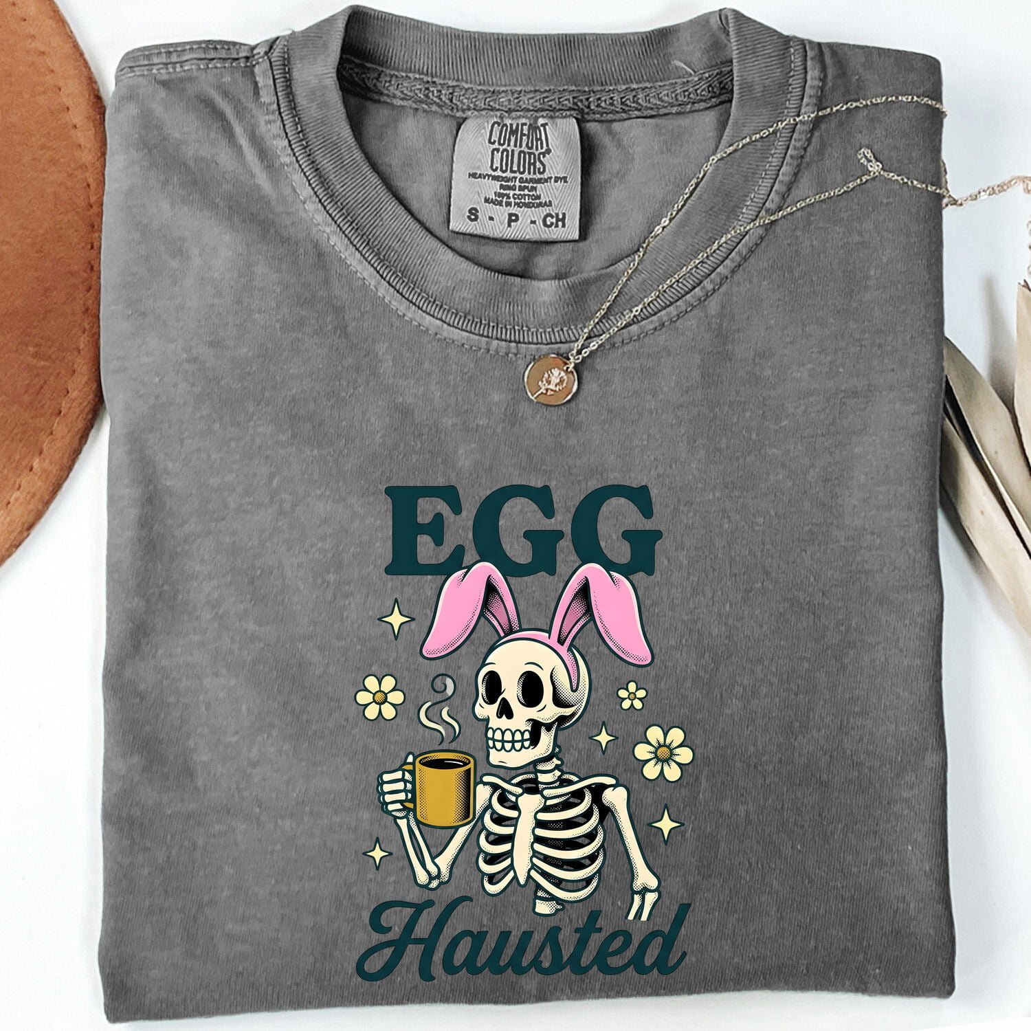 Bone Bunny Ears Shirt Easter Latte Gift Women Rustic Tee Bunny Ears T-Shirt Easter Fan Coffee Graphic Nostalgic Mug Tshirt - Image 4