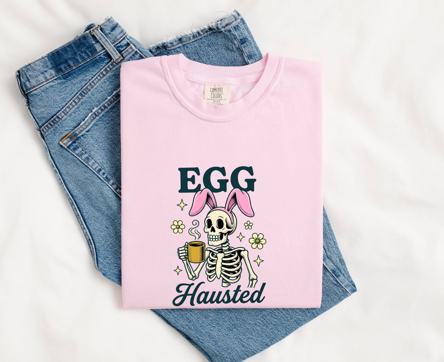 Bone Bunny Ears Shirt Easter Latte Gift Women Rustic Tee Bunny Ears T-Shirt Easter Fan Coffee Graphic Nostalgic Mug Tshirt - Image 6