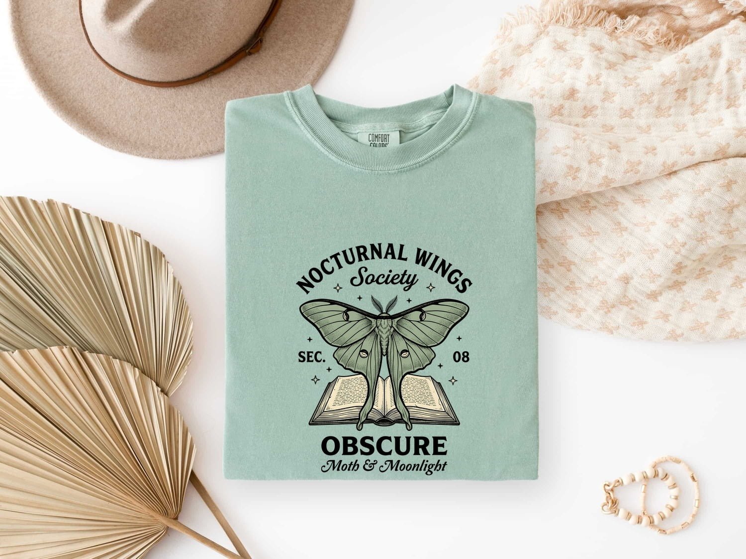 Luna Moth Shirt Moth Nature Gift Women Vintage Tee Moon Moth T-Shirt Insect Fan Lunar Graphic Tshirt Hand Drawn Open Book Tshirt - Image 3