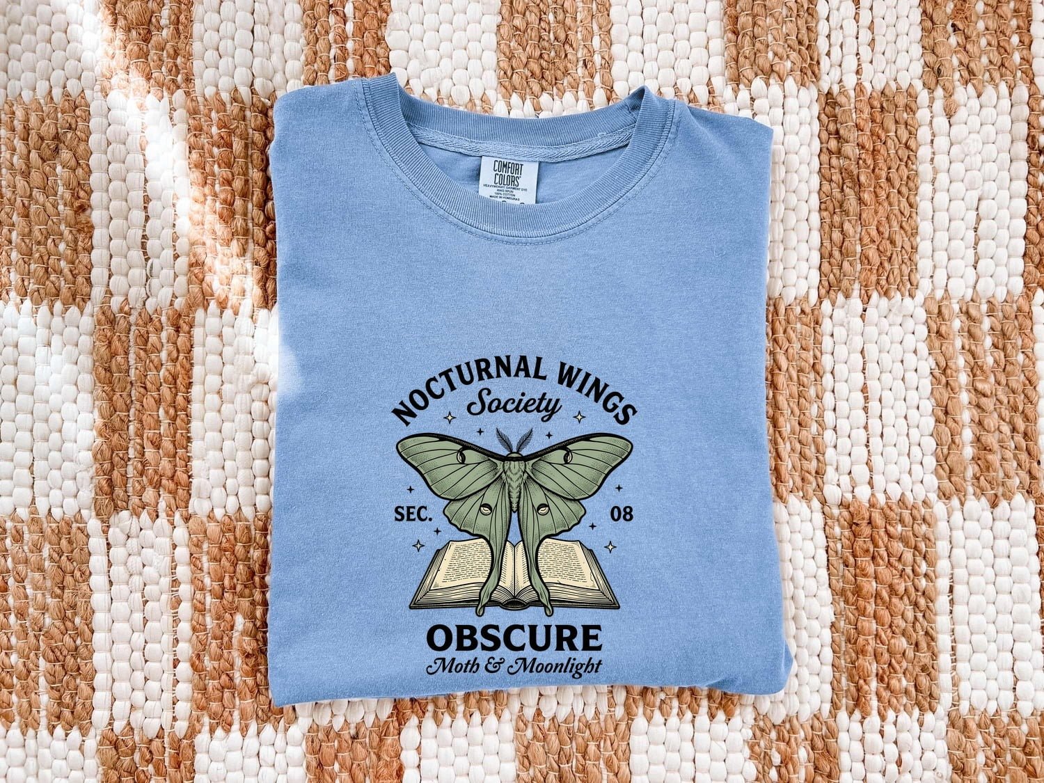 Luna Moth Shirt Moth Nature Gift Women Vintage Tee Moon Moth T-Shirt Insect Fan Lunar Graphic Tshirt Hand Drawn Open Book Tshirt - Image 6