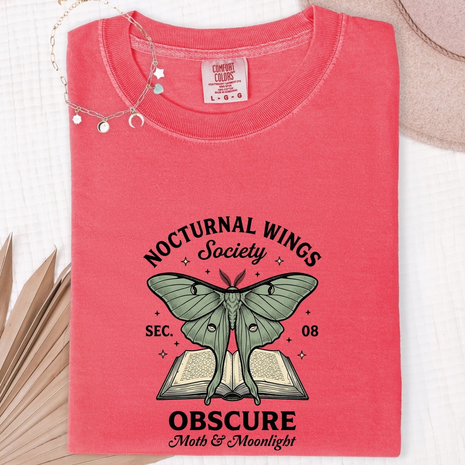 Luna Moth Shirt Moth Nature Gift Women Vintage Tee Moon Moth T-Shirt Insect Fan Lunar Graphic Tshirt Hand Drawn Open Book Tshirt - Image 7