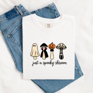 Haunted Mushrooms Shirt Halloween Spore Gift Women Line Art Tee Fungus T-Shirt Horror Fan Spooky Tshirt Spore Graphic Sketch Squash Tshirt