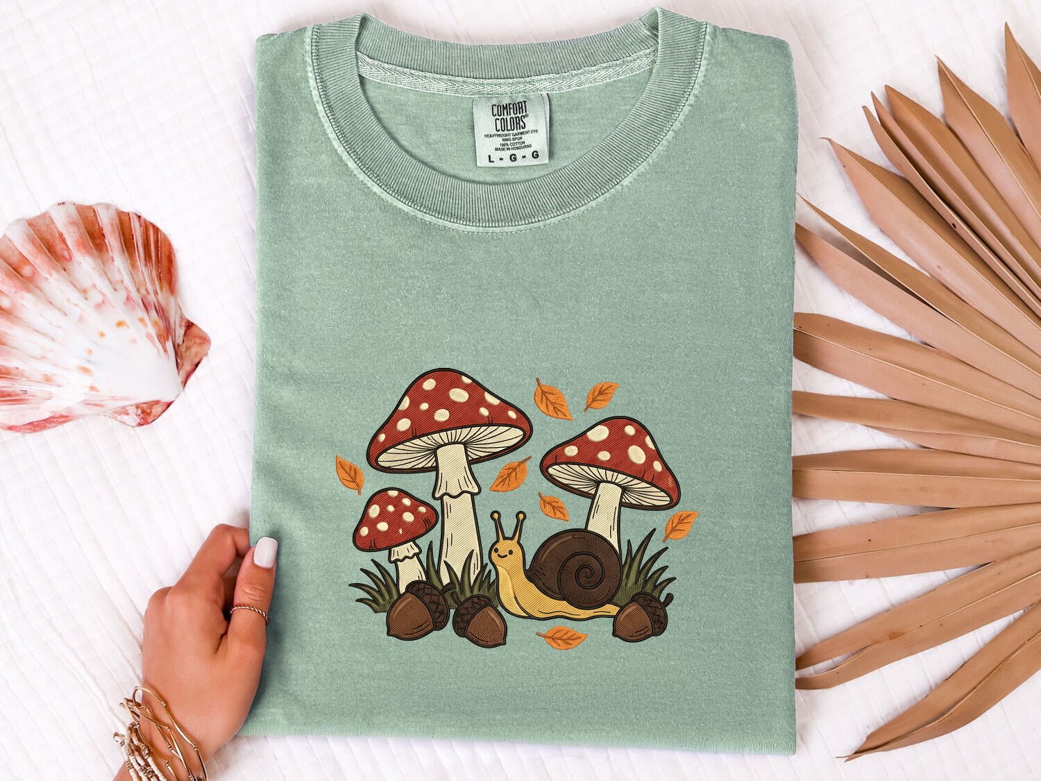 Toadstool Mollusk Shirt Halloween Wildlife Gift Women Needlepoint Tee Snail T-Shirt Horror Fan Embroidery Tshirt Animal Graphic Antique Seed - Image 3