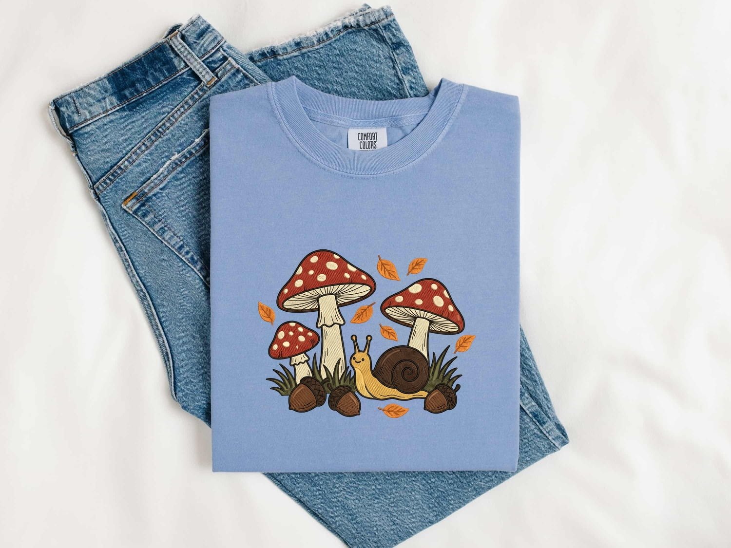 Toadstool Mollusk Shirt Halloween Wildlife Gift Women Needlepoint Tee Snail T-Shirt Horror Fan Embroidery Tshirt Animal Graphic Antique Seed - Image 4