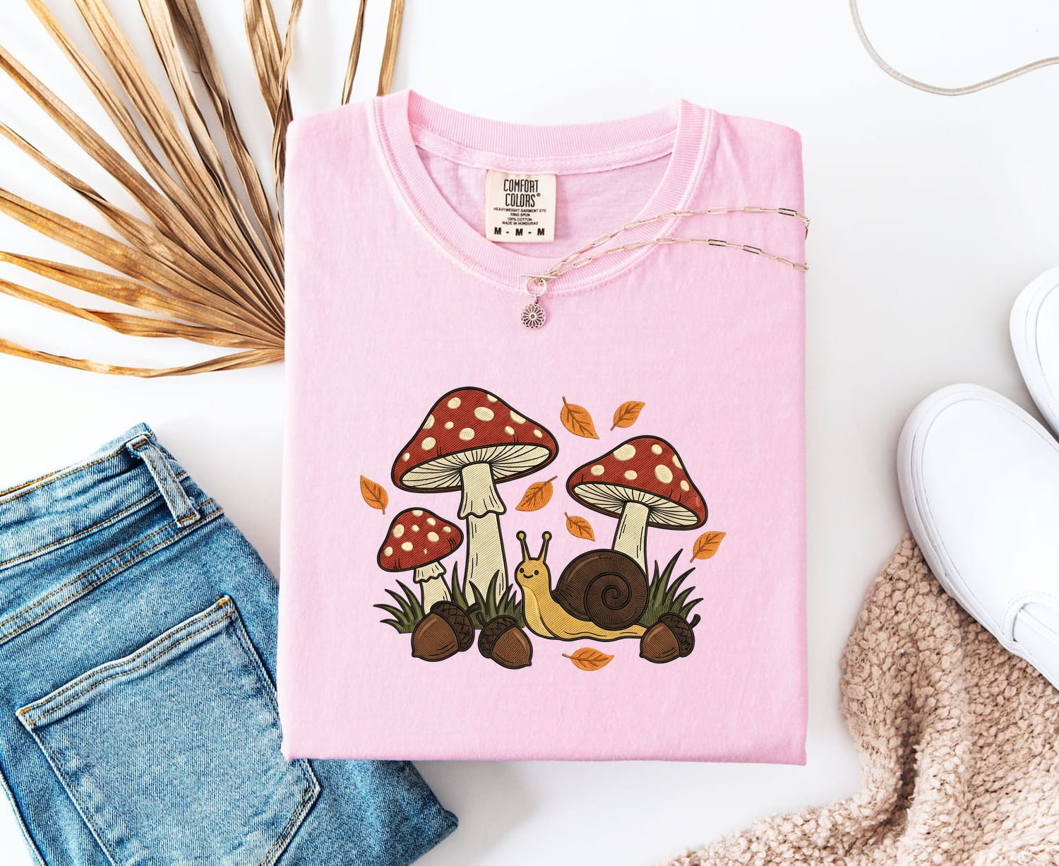 Toadstool Mollusk Shirt Halloween Wildlife Gift Women Needlepoint Tee Snail T-Shirt Horror Fan Embroidery Tshirt Animal Graphic Antique Seed - Image 5