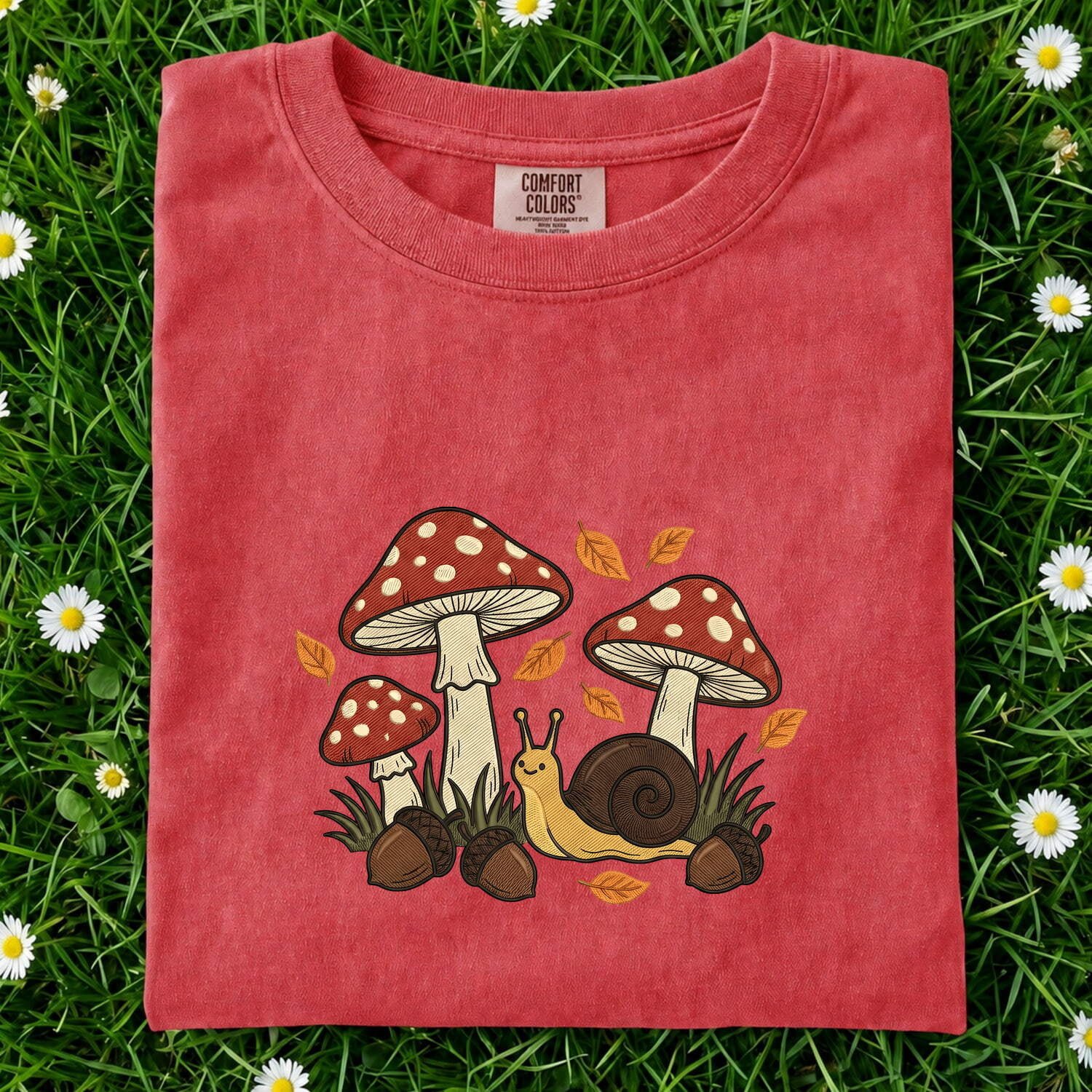 Toadstool Mollusk Shirt Halloween Wildlife Gift Women Needlepoint Tee Snail T-Shirt Horror Fan Embroidery Tshirt Animal Graphic Antique Seed - Image 7