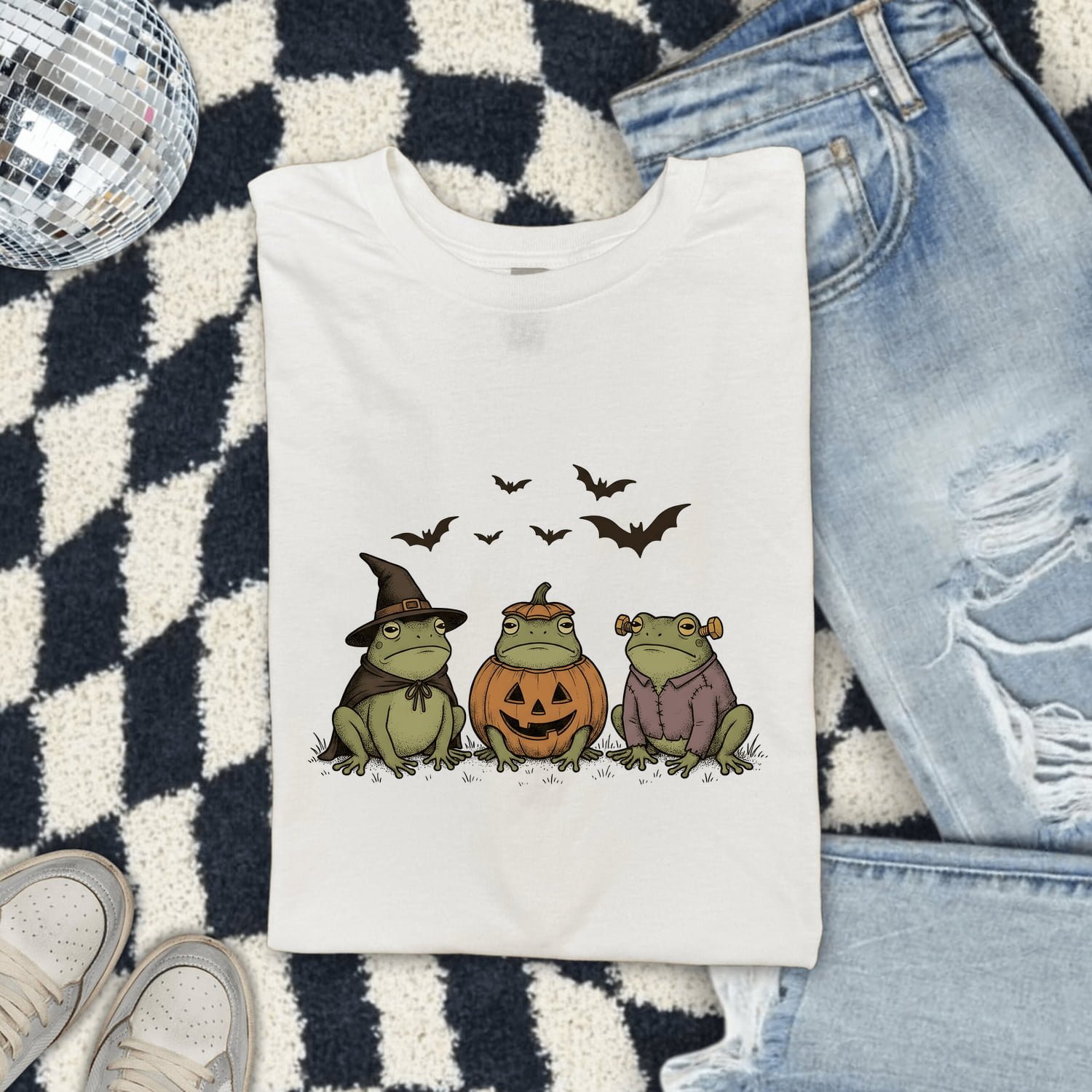 Frog Shirt Halloween Pets Gift Women Rustic Tee Toad T-Shirt Horror Fan Primitive Tshirt Animal Graphic Doodle Nocturnal Creatures Tshirt
