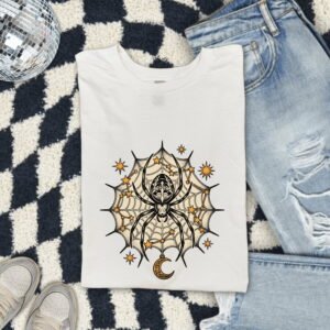 Spider Web Shirt Animals Zodiac Gift Women Tribal Tee Cobweb T-Shirt Wildlife Fan Primitive Tshirt Astrology Graphic Classic Stars Tshirt