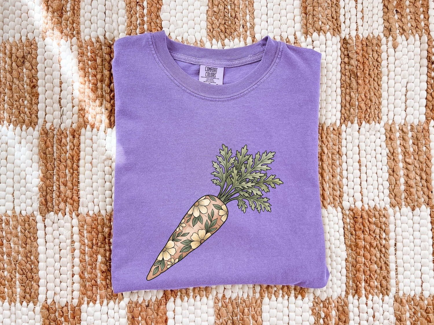 Floral Carrot Shirt Easter Spring Gift Women Botanical Tee Carrot Top T-Shirt Easter Fan Floral Graphic Tshirt Hand Drawn Flowers Tshirt - Image 2
