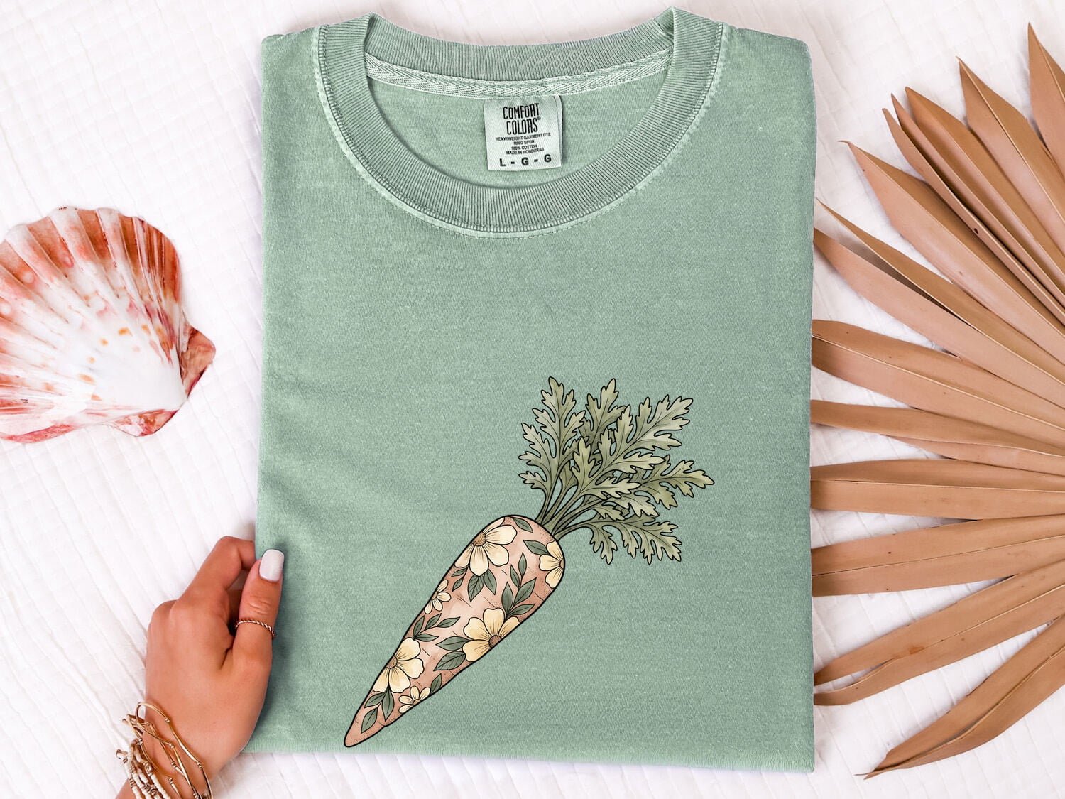 Floral Carrot Shirt Easter Spring Gift Women Botanical Tee Carrot Top T-Shirt Easter Fan Floral Graphic Tshirt Hand Drawn Flowers Tshirt - Image 3