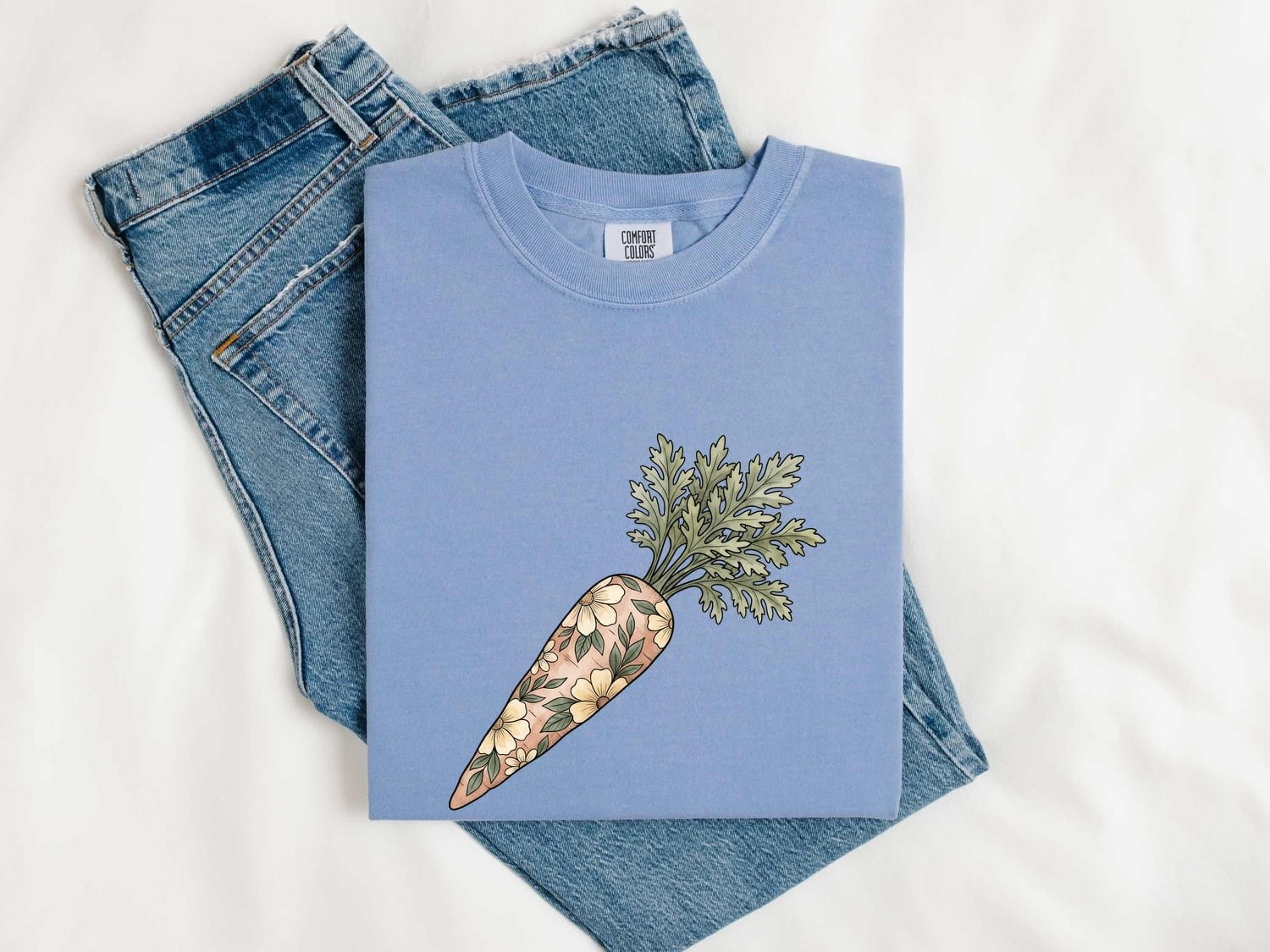 Floral Carrot Shirt Easter Spring Gift Women Botanical Tee Carrot Top T-Shirt Easter Fan Floral Graphic Tshirt Hand Drawn Flowers Tshirt - Image 4