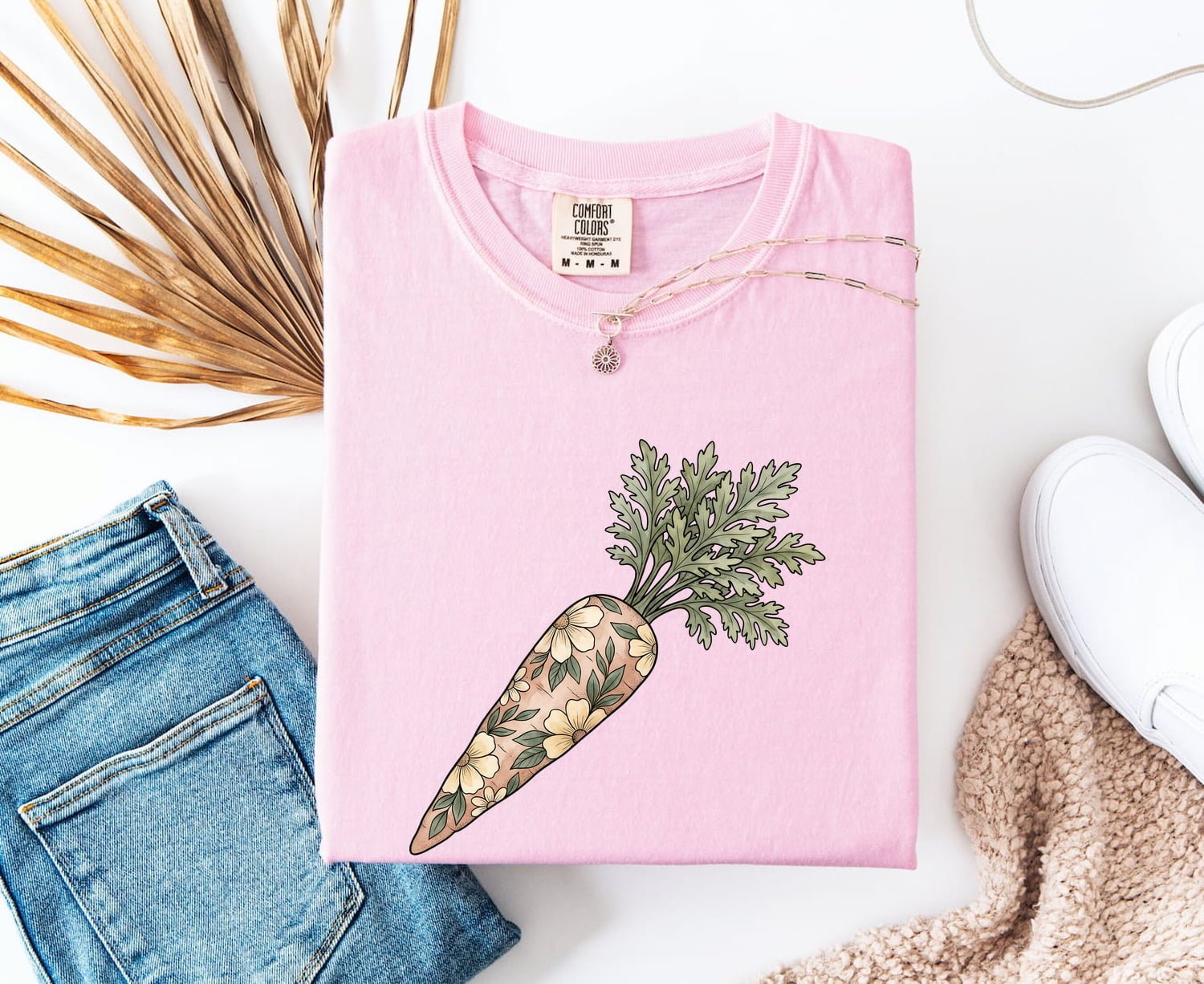 Floral Carrot Shirt Easter Spring Gift Women Botanical Tee Carrot Top T-Shirt Easter Fan Floral Graphic Tshirt Hand Drawn Flowers Tshirt - Image 5
