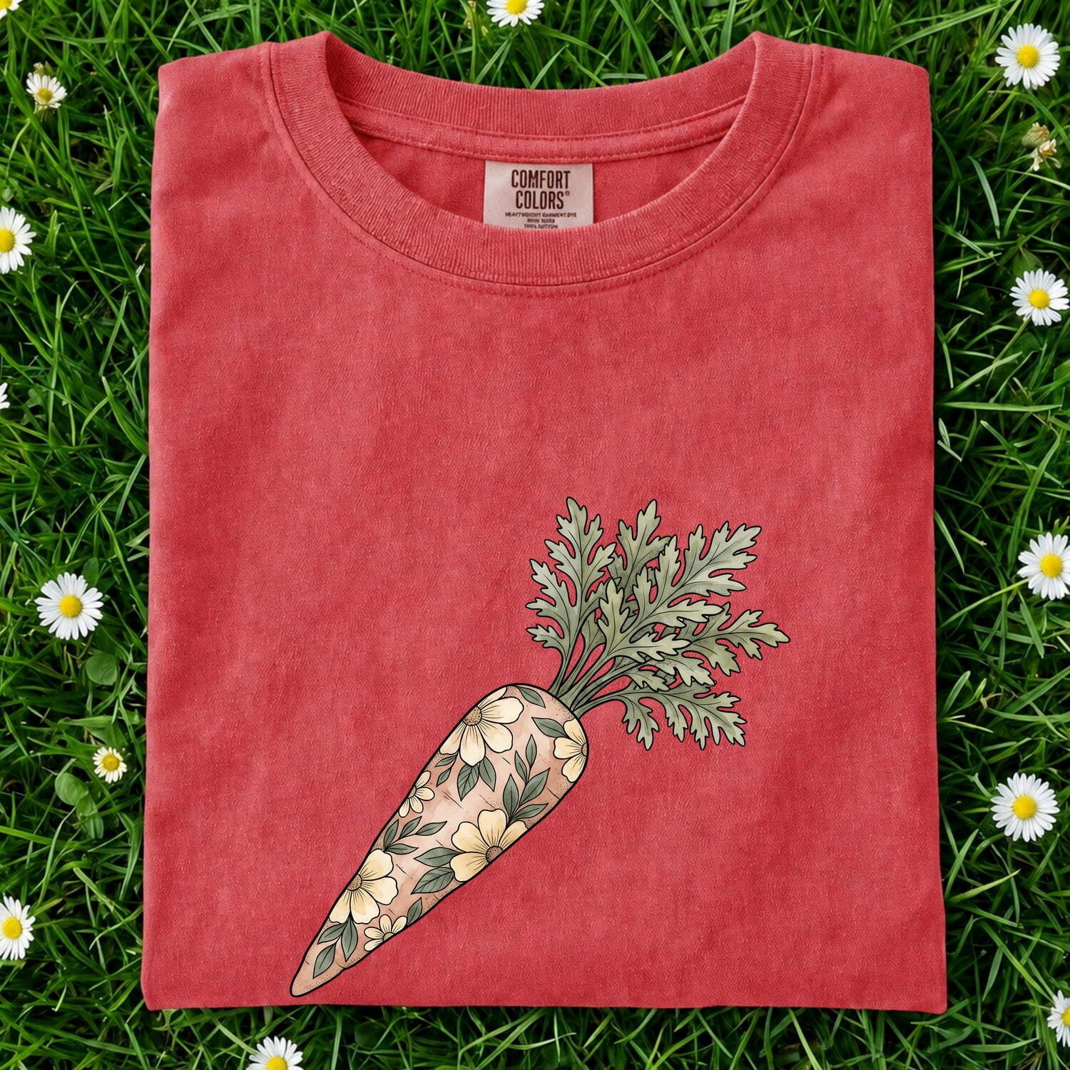Floral Carrot Shirt Easter Spring Gift Women Botanical Tee Carrot Top T-Shirt Easter Fan Floral Graphic Tshirt Hand Drawn Flowers Tshirt - Image 7